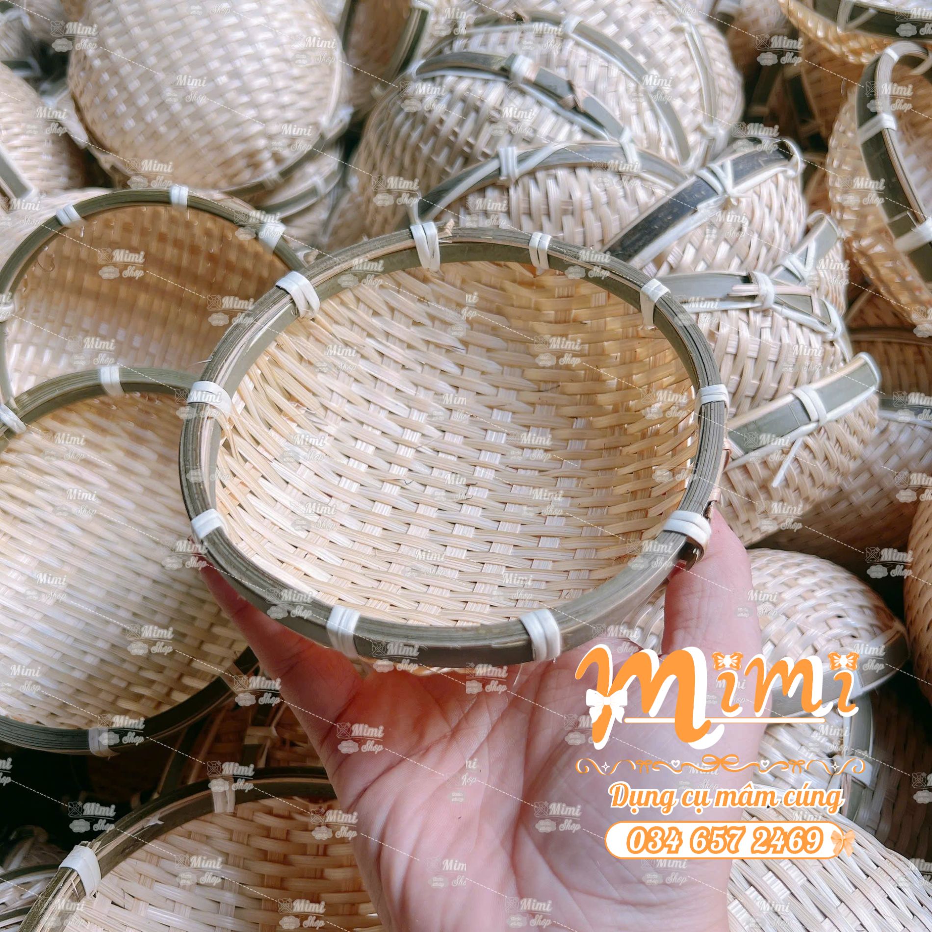 Rổ tre tròn 13cm đựng xôi, bánh bao